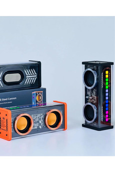 Evimdeyokyok Şeffaf Mecha Müzik Tws Stereo Rgb İşıklı Hoparlör Kablosuz Bluetooth 5.0 Taşınabilir Hoparlör V9