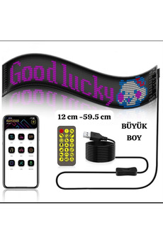 Evimdeyokyok Led Ekran Matrix Panel Cama Yapışan En Büyük Boy 16X96 Led Sayısı Araba Yazısı 12Cm-59.5Cm