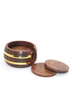 Evimdeyokyok Pirinç Yuvarlak Ahşap Bardak Altı W431