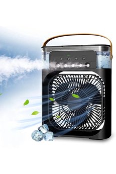 Evimdeyokyok Taşınabilir Işıklı 5 Spreyli Vantilatör Buzlu Buharlı Vantilatör Mini Fan Nemlendirici