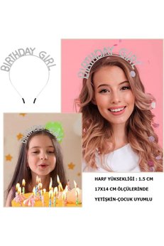 Evimdeyokyok Kristal Taşlı Gümüş Birthday Girl Yazılı Doğum Günü Parti Tacı 19X11 Cm