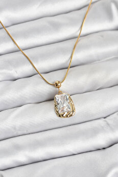 Glımmery Harmonyaura 316L Çeli̇k Zi̇nci̇r Gold Renk Zi̇rkon Taşlı Kadın Kolye