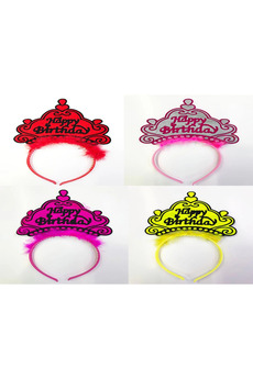 Evimdeyokyok Happy Birthday Yazılı Neon Renk Taç 12 Adet