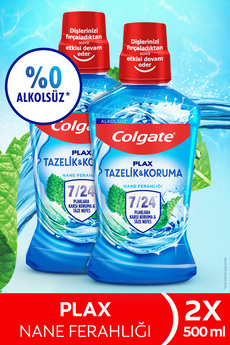 Colgate Plax Nane Ferahlığı Plağa Karşı Ağız Bakım Suyu 500 ml x2 Adet Ağız Çalkalama Suyu Gargara