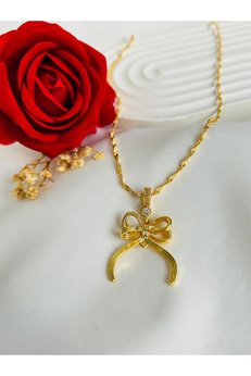 Roya Happiness Külçe Kolye Fiyonk Model Yarım TAM Altınlı Kolye Altın Kaplama Burgu Zincir EŞE Anneye Geline Hediye