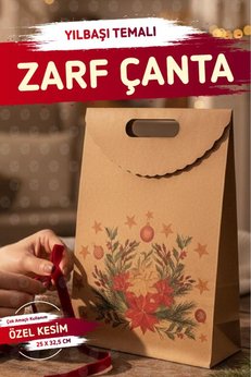 t tuğset etiket Yılbaşı Kokina Baskılı Zarf Model Karton Çanta 25 X 32 5X4 5 Cm 1 Adet yılbaşı Hediye Kutusu-T1537