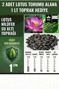Bade Shop Lotus Toprağı 1 Lt – Nilüfer Lotus Çiçeği Su Altı Torf Karışımı Toprak + 2 Adet Lotus Tohumu
