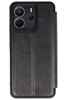 Harmonyaura Xi̇aomi̇ Redmi̇ Note 14 4G Kılıf Fli̇p Cover - Si̇yah