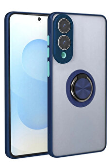 Buti̇k Samsung Galaxy S25 Edge Kılıf Montreal Yüzüklü Si̇li̇kon Kapak - Laci̇vert-(5796)