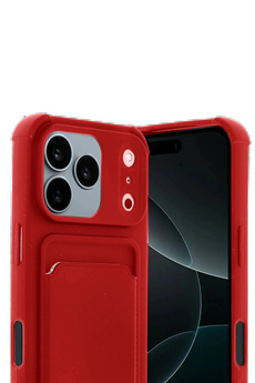 Buti̇k Apple İphone 17 Pro Kelvi̇n Kartvi̇zi̇tli̇ Si̇li̇kon - Kırmızı-(5796)