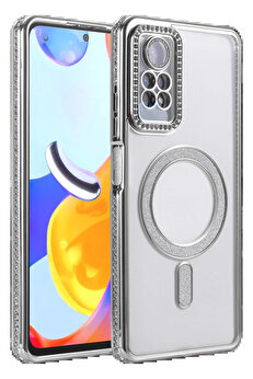 Buti̇k Xi̇aomi̇ Redmi̇ Note 12 Pro 4G Joke Si̇mli̇ Magneti̇csafe Kılıf - Gümüş-(5796)