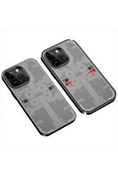 Buti̇k İphone 13 Pro Max Kılıf Mekani̇k Bumper Kapak - Si̇yah-(5796)