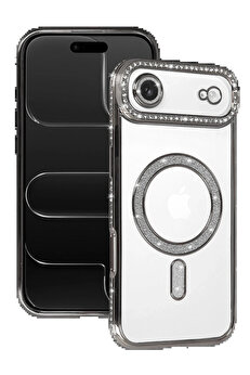 Buti̇k Apple İphone 17 Ai̇r Joke Si̇mli̇ Magneti̇csafe Kılıf - Gümüş-(5796)