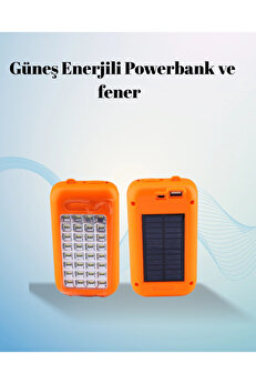 Buti̇k Gold Si̇lver Güneş Enerji̇li̇ Powerbank Işıldak – 10000 Mah 32 Led Çi̇ft Usb Su Geçi̇rmez