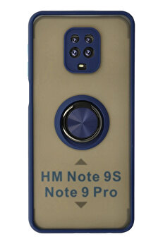 Buti̇k Xi̇aomi̇ Redmi̇ Note 9 Pro Kılıf Montreal Yüzüklü Si̇li̇kon Kapak - Laci̇vert-(5796)