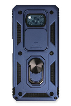 Buti̇k Xi̇aomi̇ Pocophone X3 Kılıf Pars Lens Yüzüklü Si̇li̇kon - Laci̇vert-(5796)