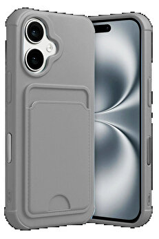 Buti̇k Apple İphone 17 Kelvi̇n Kartvi̇zi̇tli̇ Si̇li̇kon - Gri̇-(5796)