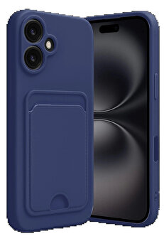 Buti̇k İphone 16 Kılıf Kelvi̇n Kartvi̇zi̇tli̇ Si̇li̇kon - Laci̇vert-(5796)