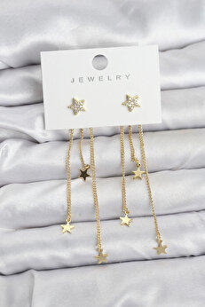 Buti̇k Yıldız Model Gold Renk Pi̇ri̇nç Sallantılı Kadın Küpe