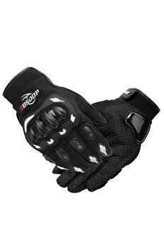 Schulzz Unisex Siyah Profesyonal Kemik Korumalı Motosiklet Eldiveni Dokunmatikli