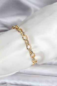 Clari̇ss 14K Gold Renk Kaplama Lazerli̇ Zi̇nci̇r Model Cm Kadın Bi̇lekli̇k