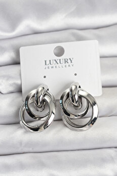 Buti̇k Gümüş Renk Halka Model Pi̇ri̇nç Kadın Küpe