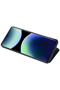 Harmonyaura Xi̇aomi̇ Redmi̇ Note 14 Pro 4G Kılıf Fli̇p Cover - Si̇yah