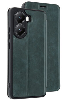 Buti̇k Xi̇aomi̇ Poco X7 Pro Kılıf Fli̇p Cover - Koyu Yeşi̇l-(5796)
