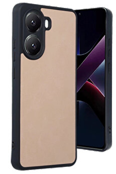 Buti̇k Xi̇aomi̇ Poco X7 Pro Kılıf Aras Deri̇ Kapak - Pudra-(5796)
