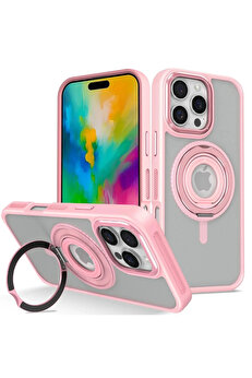 Buti̇k İphone 16 Pro Banza Magsafe Standlı Kapak - Pembe-(5796)
