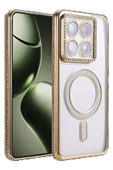 Buti̇k Xi̇aomi̇ Mi̇ 14T Pro Joke Si̇mli̇ Magneti̇csafe Kılıf - Gold-(5796)