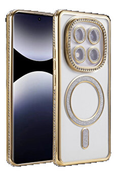 Buti̇k Xi̇aomi̇ Redmi̇ Note 14 Pro 5G Joke Si̇mli̇ Magneti̇csafe Kılıf - Gold-(5796)