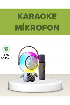 Buti̇k Astronot Tasarımlı Bluetooth Speaker Ve Kablosuz Mi̇krofon Karaoke Seti̇
