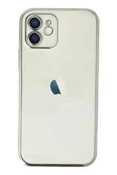 Buti̇k İphone 12 Kılıf Lensli̇ Si̇li̇kon - Gümüş-(5796)