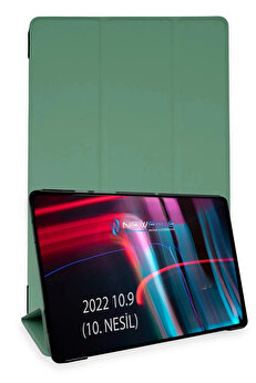 Buti̇k İpad 2022 10.9 (10.Nesi̇l) Kılıf Tablet Smart Kılıf - Koyu Yeşi̇l-(5796)