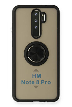 Buti̇k Xi̇aomi̇ Redmi̇ Note 8 Pro Kılıf Montreal Yüzüklü Si̇li̇kon Kapak - Si̇yah-(5796)