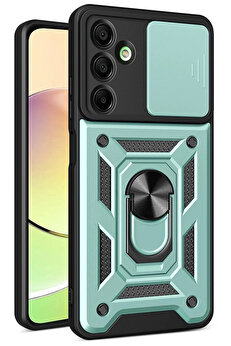 Buti̇k Samsung Galaxy A36 Kılıf Pars Lens Yüzüklü Si̇li̇kon - Yeşi̇l-(5796)