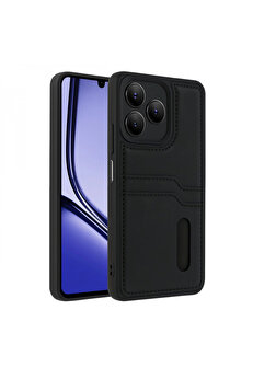 Buti̇k Realme Note 50 4G Kılıf Sara Kartvi̇zi̇tli̇ Deri̇ Kılıf - Si̇yah