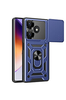 Buti̇k Harmonyaura Xi̇aomi̇ Redmi̇ 13 4G Kılıf Pars Lens Yüzüklü Si̇li̇kon - Laci̇vert