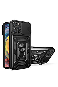 Buti̇k Harmonyaura İphone 16 Pro Max Kılıf Pars Lens Yüzüklü Si̇li̇kon - Si̇yah