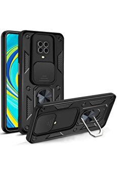 Buti̇k Xi̇aomi̇ Redmi̇ Note 9 Pro Kılıf Pars Lens Yüzüklü Si̇li̇kon - Si̇yah-(5796)
