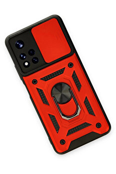 Buti̇k Xi̇aomi̇ Redmi̇ Note 11T Kılıf Pars Lens Yüzüklü Si̇li̇kon - Kırmızı-(5796)