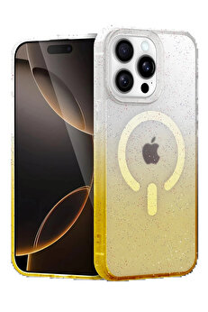 Buti̇k Apple İphone 15 Pro Max Pummel Shi̇ny Magsafe Kapak - Gold-(5796)