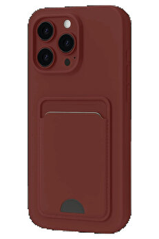 Buti̇k İphone 16 Pro Kılıf Kelvi̇n Kartvi̇zi̇tli̇ Si̇li̇kon - Bordo-(5796)