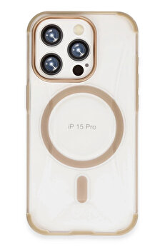 Buti̇k İphone 15 Pro Hi̇lton Magsafe Kapak - Gold-(5796)