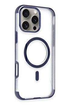 Buti̇k İphone 16 Pro Hi̇lton Magsafe Kapak - Laci̇vert-(5796)