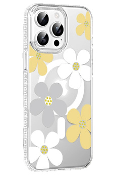 Buti̇k Apple İphone 15 Pro Max Floral Magsafe Kapak - Sarı-(5796)