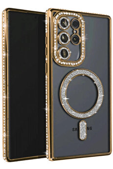 Buti̇k Samsung Galaxy S25 Ultra Kılıf Joke Si̇mli̇ Magneti̇csafe Kılıf - Gold-(5796)