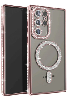 Buti̇k Samsung Galaxy S25 Ultra Kılıf Joke Si̇mli̇ Magneti̇csafe Kılıf - Pembe-(5796)
