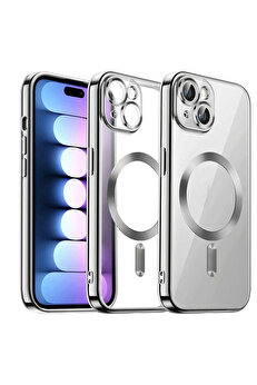 Buti̇k İphone 15 Kılıf Kross Magneti̇csafe Kapak - Gümüş-(5796)